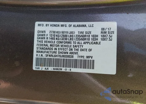 2018 Honda Odyssey Ex-L from USA, damaged, VIN 5FNRL6H70JB030038